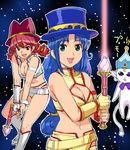  artist_request breasts cleavage cosplay dirty_pair fushigiboshi_no_futago_hime hat kei_(dirty_pair) lowres medium_breasts multiple_girls parody red_hair star_wars top_hat yuri_(dirty_pair) 