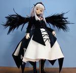  boots figure hairband long_hair long_sleeves parted_lips photo rozen_maiden sakura_color silver_hair solo source_request standing suigintou wings 