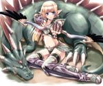  artist_request blonde_hair blue_eyes bow_(weapon) dragon elf elf_(lineage_2) lineage lineage_2 pointy_ears solo thighhighs weapon 