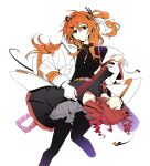  2girls a.i._voice absurdres acostasu adachi_rei ahoge alternate_hair_length_(longer) arched_back armband belt black_pantyhose black_shirt black_skirt black_sleeves black_sweater bow chinese_commentary closed_mouth commentary_request cropped_legs detached_sleeves double-parted_bangs drawstring drill_hair empty_eyes faceless faceless_female flat_chest from_below frown gloves grey_skirt hair_between_eyes hair_bow hair_ornament highres holding holding_string hood hood_down hooded_jacket huge_ahoge jacket kasane_teto kasane_teto_(utau) knees_together_feet_apart long_hair long_sleeves looking_up lying miniskirt multiple_girls number_tattoo on_back one_side_up open_clothes open_jacket orange_armband orange_belt orange_eyes orange_hair pantyhose pleated_skirt pocket red_hair red_trim shirt short_hair shoulder_tattoo simple_background skirt sleeveless sleeveless_shirt solo_focus string sweater tattoo turtleneck turtleneck_sweater twin_drills utau white_background white_bow white_gloves white_jacket zipper 