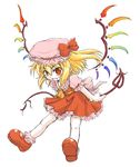  alternate_wings blonde_hair flandre_scarlet hat laevatein mary_janes neko_shiki_(artist) red_eyes shoes solo touhou wings 