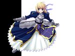  ahoge armor armored_dress artist_request artoria_pendragon_(all) blonde_hair dress excalibur fate/stay_night fate_(series) gauntlets green_eyes hair_ribbon long_sleeves ribbon saber solo 