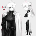  1boy absurdres alternate_costume alternate_hair_length_(longer) alternate_universe antenna_hair armor arms_at_sides belt boots bright_pupils cape chinese_commentary color_guide commentary_request cowboy_shot cropped_shoulders elbow_gloves elbow_pads eyepatch facial_hair from_side full_body gloves gold_necklace grey_background hanbaobaobaozhu heart heart_necklace highres jewelry knee_boots long_hair looking_ahead looking_at_viewer male_focus medium_skirt monochrome multiple_views necklace outline pants profile puffy_pants red_outline scar scar_across_eye scar_on_face shirt shoulder_armor sidelocks simple_background skirt standing straight-on turtleneck turtleneck_shirt undertale utdr_(toby_fox) v-shaped_eyebrows xtale 