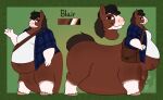 4_fingers bag belly belly_on_ground big_belly black_clothing black_hat black_headwear blair_(kaspian) blue_clothing blue_jacket blue_topwear bottomless bottomless_male bottomless_taur brown_body brown_fur brown_hair character_name clothed clothing clydesdale color_swatch countershade_face countershade_fur countershading draft_horse equid equid_taur equine equine_taur eyebrows fat_arms fetlocks fingers fur gloves_(marking) green_background hair hat headgear headwear hi_res hooves horse horse_taur huge_belly humanoid_hands jacket leg_markings male male_taur mammal mammal_taur markings moobs morbidly_obese morbidly_obese_male morbidly_obese_taur navel obese obese_male obese_taur overweight overweight_male overweight_taur partially_clothed partially_clothed_male partially_clothed_taur pattern_clothing pattern_topwear plaid plaid_clothing plaid_topwear quadruped satchel shirt simple_background socks_(marking) solo strawberrymilkdog tan_hooves taur text thick_thighs topwear white_body white_clothing white_countershading white_eyebrows white_markings white_shirt white_topwear