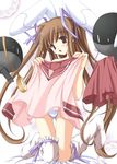  animal_ears brown_eyes brown_hair bunny_ears frilled_legwear frills long_hair moekibara_fumitake piz pocket_watch purism_egoist skirt solo thighhighs very_long_hair watch white_legwear 