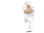  bag dress facing_away from_behind handbag hat high_heels jumping long_hair lowres maria-sama_ga_miteru shoes solo toudou_shimako umekichi 