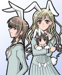  animal_ears black_eyes blonde_hair blush brown_eyes brown_hair bunny_ears bunny_tail chaccu dress long_hair long_sleeves maria-sama_ga_miteru minigirl multiple_girls nijou_noriko pleated_skirt satou_sei school_uniform serafuku skirt tail toudou_shimako 