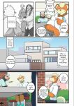  absurd_res anthro arcanine bottomwear brick brick_wall building businesswear chair clothing comic dialogue english_text entei entei_(shinobiya) footwear furniture gate generation_1_pokemon generation_2_pokemon generation_8_pokemon growlithe hi_res hoodie houndour house kerchief legendary_pokemon male muscular muscular_male natsu_(shinobiya) nintendo plant pokemon pokemon_(species) scared scorbunny shadowy_figure shinobiya shirt shoes shorts shrub sneakers table tail text topwear wall_(structure) window windy_(shinobiya) 