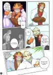  absurd_res anthro arcanine blush clothing collar cross-popping_vein entei entei_(shinobiya) excited generation_1_pokemon generation_2_pokemon gesture growlithe hand_gesture hi_res legendary_pokemon magazine male marriage_proposal muscular muscular_male natsu_(shinobiya) nintendo palm_tree photo plant pointing pokemon pokemon_(species) pose shinobiya shirt squinted_eyes star teeth topwear tree windy_(shinobiya) 