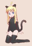  animal_ears artist_request blonde_hair blue_eyes cat_ears imageboard_colors oekaki os-tan osx panther solo tail thighhighs 