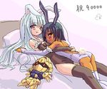  animal_ears black_legwear blush bunny_ears character_request gundam hyaku_shiki mecha multiple_girls musumi_renga oekaki original thighhighs toy white_legwear yuri zeta_gundam 