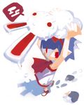  arms_up blue_hair bunny carrying_overhead dress dripping from_above harada_takehito lowres original pleinair pointy_ears red_eyes scarf shadow shoes solo usagi-san white_dress 