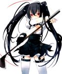  black_gloves black_hair garter_belt gloves kooh long_hair pangya red_eyes ruroo skirt solo thighhighs twintails white_legwear zettai_ryouiki 