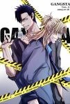  2boys 857521523 artist_name black_shirt blazer blonde_hair blue_jacket blue_necktie caution_tape cigarette copyright_name cowboy_shot dated dog_tags dress_shirt facing_another facing_to_the_side gangsta hair_over_one_eye highres holding_dog_tags jacket long_sleeves looking_ahead loose_necktie male_focus mature_male multiple_boys necklace_in_mouth necktie nicolas_brown open_clothes open_jacket shirt sleeves_rolled_up striped_clothes striped_shirt toned toned_male unlit_cigarette_in_mouth white_background worick_arcangelo 