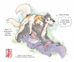 anal anal_penetration animal_genitalia animal_penis balls belfort_(belfort_and_lupin) belfort_and_lupin bodily_fluids canid canine canine_genitalia canine_penis canis cum cum_in_ass cum_in_mouth cum_inside domestic_dog ejaculation english_text erection fellatio fennec_(artist) feral feral_on_feral feral_penetrated feral_penetrating feral_penetrating_feral genital_fluids genitals group group_sex intraspecies knot knotted_penis lupin_(belfort_and_lupin) male male/male male_penetrated male_penetrating male_penetrating_male mammal oral oral_penetration painting_(artwork) penetration penile penile_penetration penis remus_(belfort_and_lupin) sex text threesome trio watercolor_(artwork) wolf