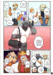  absurd_res anthro arcanine athletic_wear belt blush bottomwear carrying_bag clothing collar comic denim denim_bottomwear denim_clothing dialogue electronics entei entei_(shinobiya) generation_1_pokemon generation_2_pokemon generation_3_pokemon growlithe hi_res houndour jeans legendary_pokemon male male/male muscular muscular_male natsu_(shinobiya) nintendo pants phone pokeball pokeball_clothing pokemon pokemon_(species) poochyena shinobiya shirt shocked shorts smile sparkles tail teasing topwear windy_(shinobiya) 