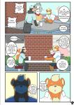  absurd_res anthro bottomwear chair clothing comic container cup dialogue footwear furniture generation_1_pokemon generation_2_pokemon generation_8_pokemon growlithe hi_res houndour kerchief male mall muscular muscular_male natsu_(shinobiya) nintendo plant pokemon pokemon_(species) scorbunny shinobiya shirt shoes shorts shrub slam sneakers table tail topwear 