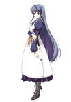  artist_request blue_hair boots full_body ilfa long_hair long_sleeves robot_ears simple_background solo standing to_heart_2 very_long_hair 