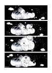 2026 2_horns 4_horns 4_panel_comic ambiguous_gender anthro arms_outstretched arthropod arthropod_taur black_background black_body black_eyes blush blush_lines book bottomless bottomless_taur bubble catching chinese_text cloak clothed clothing cloud digital_media_(artwork) duo emanata exclamation_point falling father_(lore) father_and_child_(lore) glistening glistening_eyes happy heart_eyes heart_symbol hi_res holding_other holding_quill hollow_knight_(character) hollow_knight_(franchise) horn hug insect insect_taur insect_wings line_art loose_feather love male_(lore) monochrome monz_tw motion_lines multi_horn nonbinary_(lore) pale_king_(hollow_knight) paper paper_stack parent_(lore) parent_and_child_(lore) playing pure_vessel_(hollow_knight) quill reading reading_book robe screentone signature simple_background sparkles star tail taur team_cherry text thick_tail throwing translation_request vessel_(species) white_body white_cloak white_clothing white_head white_robe wings writing_utensil