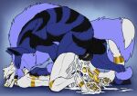 anal anal_penetration animal_genitalia animal_penis anthro anthro_on_feral anthro_penetrated balls bared_teeth bestiality bite black_penis blue_body blue_fur bodily_fluids canid canine canine_genitalia canine_penis cum cum_on_balls cum_on_feet cum_on_ground cum_on_penis duo excessive_cum excessive_genital_fluids feet feral feral_penetrating feral_penetrating_anthro from_behind_position fur genital_fluids genitals glass gold_penis golden_markings golden_pawpads hair hi_res killthe_demon knot lying male male/male male_penetrated male_penetrating male_penetrating_male mammal neck_bite nude on_front penetration penile penile_penetration penis penis_backwards penis_in_ass sex short_hair striped_back teeth white_body white_fur white_hair yellow_nose