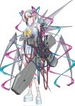  1girl ame-chan_(needy_girl_overdose) artificial_eye artist_request blonde_hair blue_bow blue_eyes blue_hair blue_serafuku blue_shirt blue_shoes blue_skirt bow bowtie broken_heart cable chouzetsusaikawa_tenshi-chan cross cyborg expressionless full_body hair_bow heart highres long_hair looking_at_viewer mechanical_arms mechanical_eyes multicolored_hair needy_girl_overdose official_art parted_lips pink_bow pink_hair pleated_skirt purple_bow quad_tails school_uniform second-party_source serafuku shirt shoes simple_background single_mechanical_eye skirt sleeveless sleeveless_shirt solo standing torn_clothes torn_shirt very_long_hair white_background wig yellow_bow yellow_bowtie 