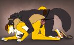 all_fours andromorph andromorph/female andromorph_penetrating andromorph_penetrating_female anthro anthro_on_anthro anthro_penetrated anthro_penetrating anthro_penetrating_anthro breast_grab breasts canid canine collar dildo dildo_in_vagina dildo_insertion duo eyes_closed eyewear fangs felid female female_penetrated from_behind_position fur glasses green_collar grey_body grey_fur hand_on_breast hi_res intersex intersex/female intersex_penetrating intersex_penetrating_female killthe_demon looking_pleasured mammal nude open_mouth penetration pink_tongue sex sex_toy sex_toy_in_vagina sex_toy_insertion strapon strapon_sex tan_body tan_fur teeth tongue toying_partner vaginal vaginal_penetration white_body white_fur yellow_body yellow_fur
