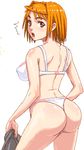  :o ass back blush bra breasts covered_nipples from_behind large_breasts lingerie looking_back my-hime nigou oekaki open_mouth orange_hair panties purple_eyes short_hair solo surprised thighs thong tokiha_mai underwear underwear_only white_bra white_panties 