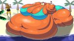  16:9 2025 4_fingers animal_crossing anthro audie_(animal_crossing) beach belly big_belly big_breasts big_butt breasts butt canid canine canis cleavage clothed clothing day dessert dipstick_tail duo female fingers food fur gloves_(marking) glwuffie hi_res holding_food holding_object huge_belly huge_breasts huge_butt hyper hyper_belly hyper_breasts hyper_butt ice_cream ice_cream_cone immobile male mammal markings morbidly_obese morbidly_obese_anthro morbidly_obese_female multicolored_body multicolored_fur muscular muscular_anthro muscular_male nintendo obese obese_anthro obese_female orange_body orange_fur outside overweight overweight_anthro overweight_female palm_tree plant sand shaded spots swimwear tail tail_markings tree water widescreen wolf yellow_body yellow_fur 