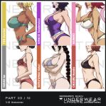  6+girls aqua_bra aqua_panties ass black_bra black_panties bleach blonde_hair blue_lips bra braid braided_ponytail breasts brown_hair cirucci_sanderwicci closed_mouth collarbone crossed_arms dark-skinned_female dark_skin english_text from_side grin haineko head_out_of_frame highres honshou_chizuru huge_breasts instagram_logo instagram_username ise_nanao katori_batsuunsai large_breasts licking_lips long_hair medium_breasts multiple_girls navel nekoranten panties paw_pose purple_hair purple_panties sideboob smile tier_harribel tongue tongue_out underboob underwear underwear_only white_bra white_panties 
