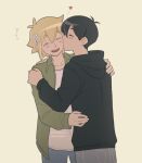  +++ 2boys :d \||/ ^_^ antenna_hair artist_name basil_(faraway)_(omori) basil_(omori) black_hair black_hoodie blonde_hair blue_pants blush closed_eyes collarbone collared_jacket commentary commission cowboy_shot daisy_(flower) denim double-parted_bangs english_commentary eyebrows_hidden_by_hair flower green_jacket grey_pants hair_behind_ear hair_between_eyes hair_flower hair_ornament hand_on_another's_shoulder hand_on_another's_waist hands_on_another's_shoulder heart highres hood hood_down hoodie jacket jeans kiss kissing_cheek long_sleeves male_focus multiple_boys omori open_clothes open_jacket open_mouth pants pocket puffy_long_sleeves puffy_sleeves raised_eyebrows shirt short_hair shrimperini simple_background smile standing sunny_(omori) teeth tongue u_u upper_teeth_only very_short_hair watermark white_flower white_shirt yaoi yellow_background 
