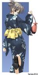  amazuyu_tatsuki blue_kimono comic_party glasses japanese_clothes kimono kinchaku long_sleeves makimura_minami obi pouch sash solo yukata 