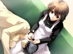  1girl ear_cleaning fujimi_setsuna fumio_(ura_fmo) game_cg lap_pillow long_sleeves maid mimikaki yukiuta 