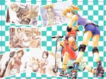  5girls antenna_hair azmaria_hendric backwards_hat baseball_cap basket belt bent_over bicycle black_hair blonde_hair blouse blue_eyes bracelet braid camisole can casual chair checkered checkered_background choker chrono chrono_crusade cross denim dress earphones elbow_pads everyone ewan_remington fiore_(chrono_crusade) from_behind glasses groceries ground_vehicle hair_ribbon hat hood hoodie inline_skates jacket jeans jewelry jpeg_artifacts kate_valentine kick_scooter knee_pads leather leather_jacket long_hair looking_back lossy-lossless moriyama_daisuke multiple_boys multiple_girls necklace official_art pants pince-nez pink_eyes ponytail purple_hair red_eyes red_hair ribbon ring roller_skates rosette_christopher satella_harvenheit shirt shoes short_hair short_shorts shorts sitting skates skirt sleeveless sleeveless_shirt smile sneakers socks spiked_hair studded_belt sundress table tress_ribbon twin_braids very_long_hair wallpaper white_hair wind 