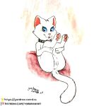 3_toes anus blue_eyes butt collar domestic_cat feet felid feline felis female feral foot_fetish genitals hi_res leg_grab legs_up looking_at_viewer lying mammal on_back open_mouth painting_(artwork) patreon patreon_logo patreon_username pawpads paws pink_nose pink_paws presenting presenting_hindquarters presenting_vulva pussycat_tiger smile smiling_at_viewer solo text toes tongue traditional_media_(artwork) traditional_painting_(artwork) url vulva yordraw