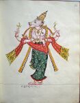 19th_century 4_arms 5_fingers 5_toes absurd_res ancient_art anklet anthro armlet asian_mythology biped bovid bovine bracelet cattle clothed clothed_anthro clothed_male clothing crown deity ear_piercing ear_ring feet fingers floral_pattern floral_print gesture gouache_(artwork) graphite_(artwork) headgear hi_res hindu_mythology hinduism holding_object humanoid_feet humanoid_hands indian_clothing jewelry male male_anthro mammal multi_arm multi_limb mythology nandi_(deity) necklace painting_(artwork) pattern_clothing piercing plantigrade print_clothing religion ring_piercing shawl simple_background solo standing telugu_text text toes topless topless_anthro topless_male traditional_media_(artwork) traditional_painting_(artwork) translated unknown_artist