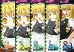  artist_request blonde_hair buttons chibi comparison dress hair_ribbon hat head invincible_marisa kirisame_marisa multiple_persona older ribbon source_request touhou tress_ribbon witch_hat yellow_eyes younger 