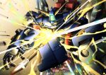  assault_visor drawing_sword highres holding holding_sword holding_weapon mecha mecha_focus no_humans open_mouth robot science_fiction srx super_robot super_robot_wars super_robot_wars_original_generation sword troy_(oxaa01ex) v-fin weapon 