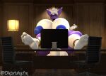  3d_(artwork) anthro bandai_namco big_breasts big_penis breasts digimon digimon_(species) digital_media_(artwork) feet genitals herm intersex jewelry karen_(okbruh) larger_intersex looking_at_viewer ok_bruh penis sitting size_difference solo source_filmmaker_(artwork) taomon thick_thighs 