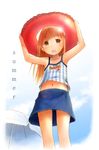  barasui bare_arms bare_shoulders brown_eyes brown_hair camisole ichigo_mashimaro innertube matsuoka_miu midriff navel skirt sleeveless solo 