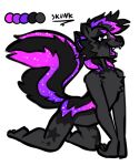  anthro c_rnage cosmia_the_skunk_(c_rnage) female flat_chested fur grey_body grey_fur mammal markings mephitid model_sheet purple_eyes purple_stripes purple_tongue skunk smile solo star_(marking) star_eyes stripes tongue 