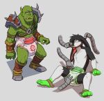  2015 anthro armor biped black_body black_fur blizzard_entertainment clothed clothing crackajackin diaper digital_media_(artwork) fur green_body green_diaper green_eyes green_skin harness lagomorph leporid long_ears male mammal multicolored_body multicolored_fur multiple_images orc rabbit red_diaper red_eyes robotic_hand simple_background solo teeth tusks two_tone_body two_tone_fur warcraft wearing_diaper white_body white_fur 