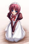  apron artist_request blue_eyes bow hairband hisui kneeling long_sleeves maid pink_hair solo tsukihime 