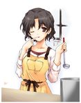  ;p apron artist_request cooking long_sleeves one_eye_closed pot solo to_heart_2 tongue tongue_out yuzuhara_haruka 