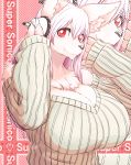  1girl dog fdokkaku furrfication highres long_hair pink_hair red_eyes smile super_sonico sweater 