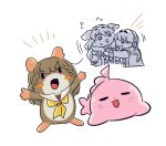  2girls :d ahoge animal animal_ears animal_with_hair animalization anyoji_hime anyoji_hime_(seal) blush_stickers braid cardigan center-flap_bangs closed_eyes clothed_animal commentary_request dog_ears flying_sweatdrops fujishima_megumi hamster hasu_no_sora_school_uniform kachimachi_kosuzu kiruzzy long_hair love_live! love_live!_hasu_no_sora_jogakuin_school_idol_club low_twintails multi-tied_hair multiple_girls murano_sayaka neckerchief open_cardigan open_clothes open_mouth ponytail sailor_collar school_uniform seal_(animal) shaking side_braids simple_background smile twintails virtual_youtuber white_background white_sailor_collar winter_uniform yellow_neckerchief 
