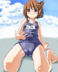  55kb cameltoe cloud day folded_ponytail komaki_manaka name_tag one-piece_swimsuit pinching school_swimsuit solo swimsuit tears to_heart_2 