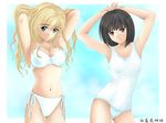  artist_request bikini breasts maria-sama_ga_miteru multiple_girls nijou_noriko one-piece_swimsuit school_swimsuit side-tie_bikini string_bikini swimsuit toudou_shimako white_bikini white_school_swimsuit white_swimsuit 