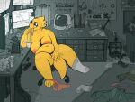  2026 5_fingers alphys anime_figure anthro areola belly blush breasts chair chopsticks clothed clothes_on_floor clothing clothing_around_one_leg computer controller detailed_background eating electronics eyelashes eyewear female fingering fingering_self fingers food footwear footwear_only freckles furniture game_controller glasses hammer headphones hi_res hitachi hitachi_magic_wand keyboard lizard masturbation mew_mew_(undertale) monitor mostly_nude mousepad multitasking nipples noodles overweight overweight_anthro overweight_female panties panties_around_one_leg panties_down partially_clothed pillowtummy pliers ramen reptile saw scalie scissors screwdriver sex_toy signature sitting socks socks_only solo tail tools trash undertale_(series) underwear underwear_around_one_leg underwear_down vaginal vaginal_masturbation vibrator wand_vibrator watching_video workshop wrench yellow_body 