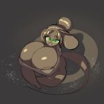  anthro areola areola_slip barely_visible_nipples big_breasts breasts buckteeth cleavage clothed clothing female green_eyes hair hair_bun huge_breasts looking_at_viewer low_cut_shirt mammal mouse murid murine nekoturny nipples rodent solo teeth thick_thighs 