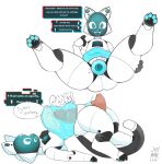  abdominal_bulge absurd_res anthro felid feline female hi_res just_mae machine mammal robot screen screen_face solo transparent_belly 
